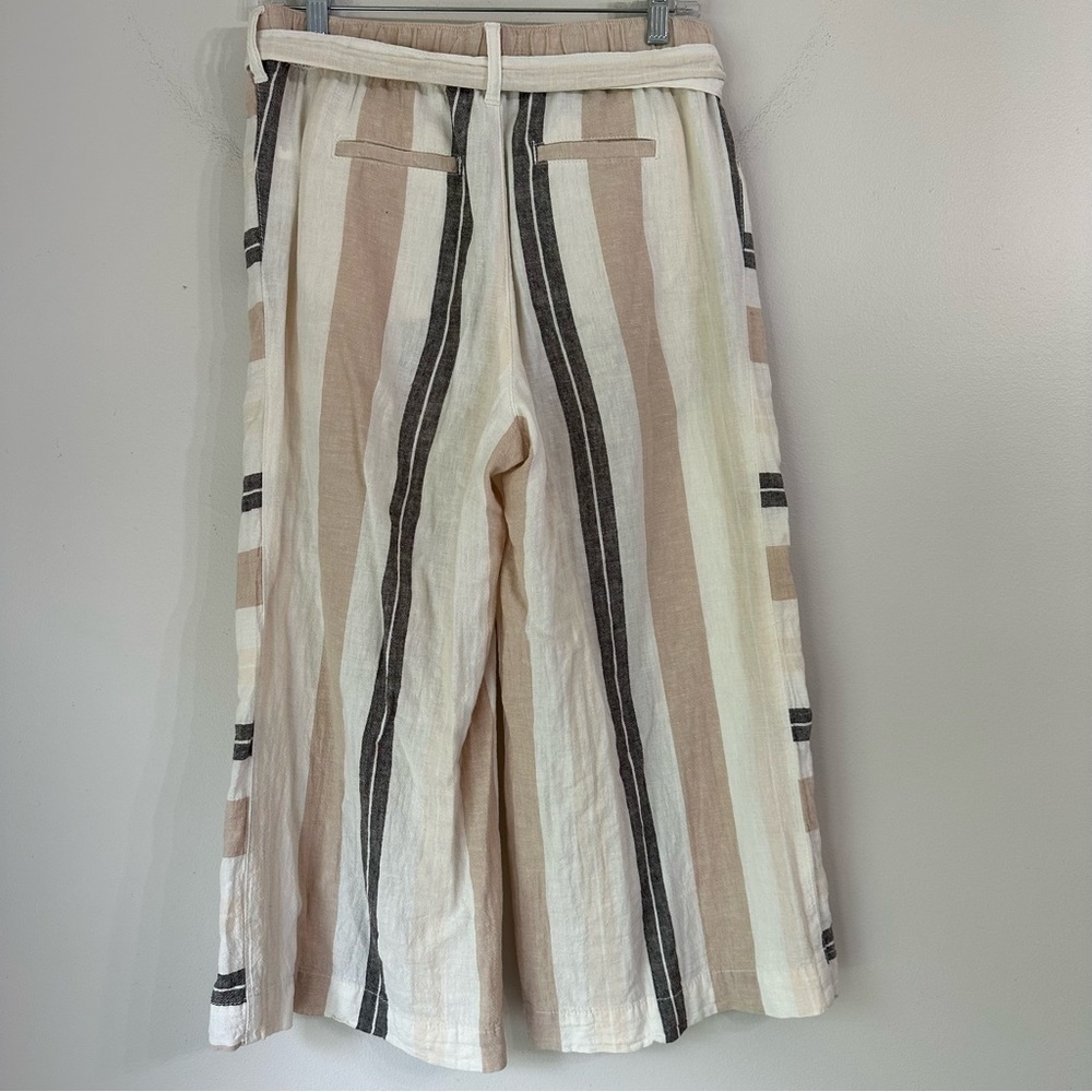 By Anthropologie Cropped Wide Leg
Linen Cotton Gauze Pant Neutral Stripe Size XS - Picture 8 of 13